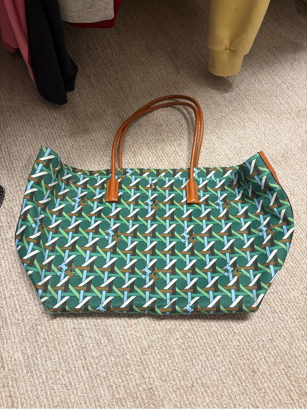 Tory Burch Green Printed Tote